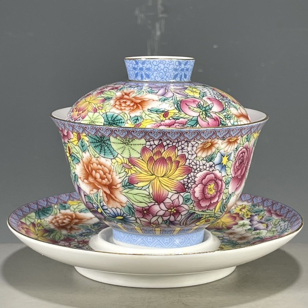Vintage Collectible Pottery - طقم شاي صيني عتيق من ثلاث