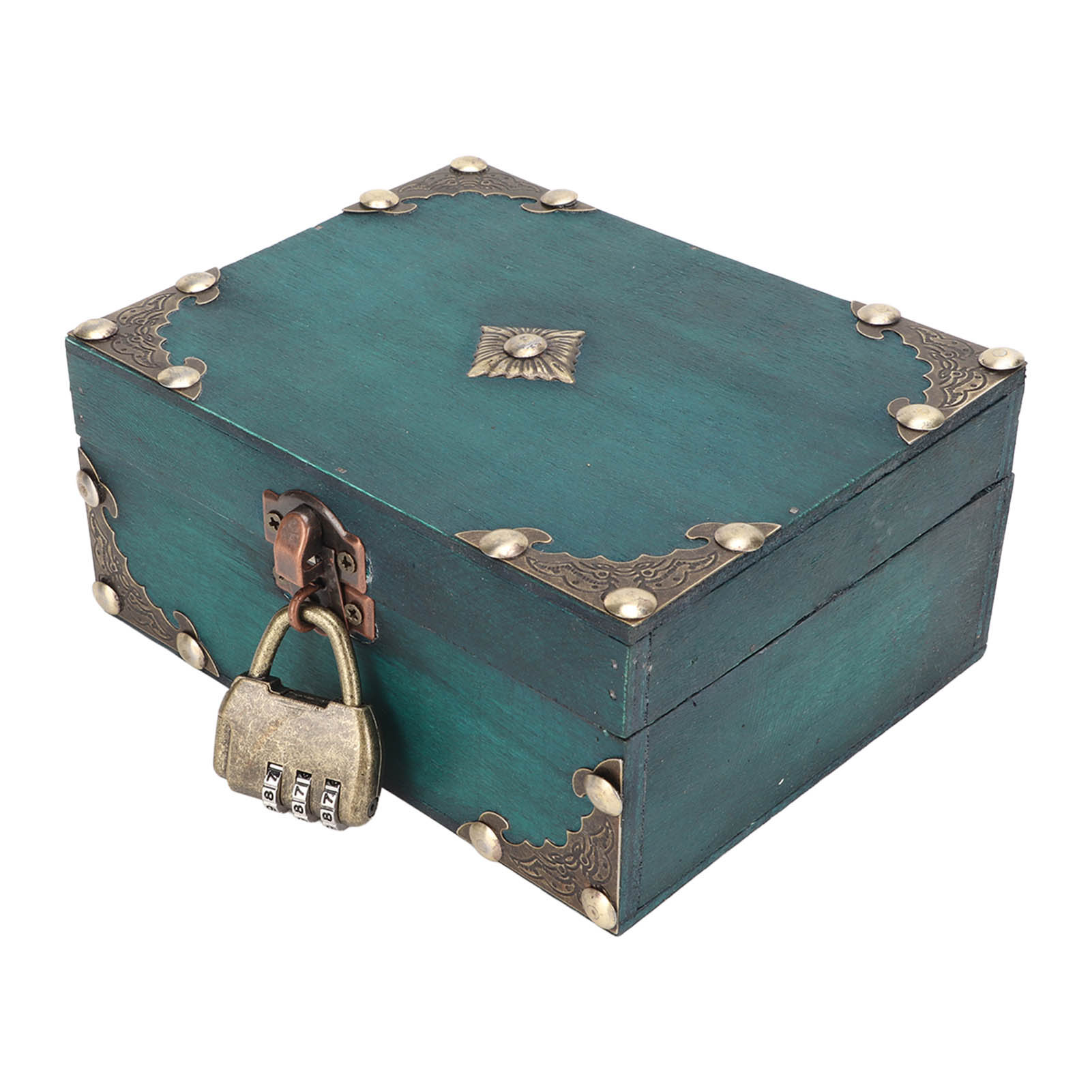 Vintage Items Collection - صندوق تخزين مجوهرات خشبي مع قفل،
