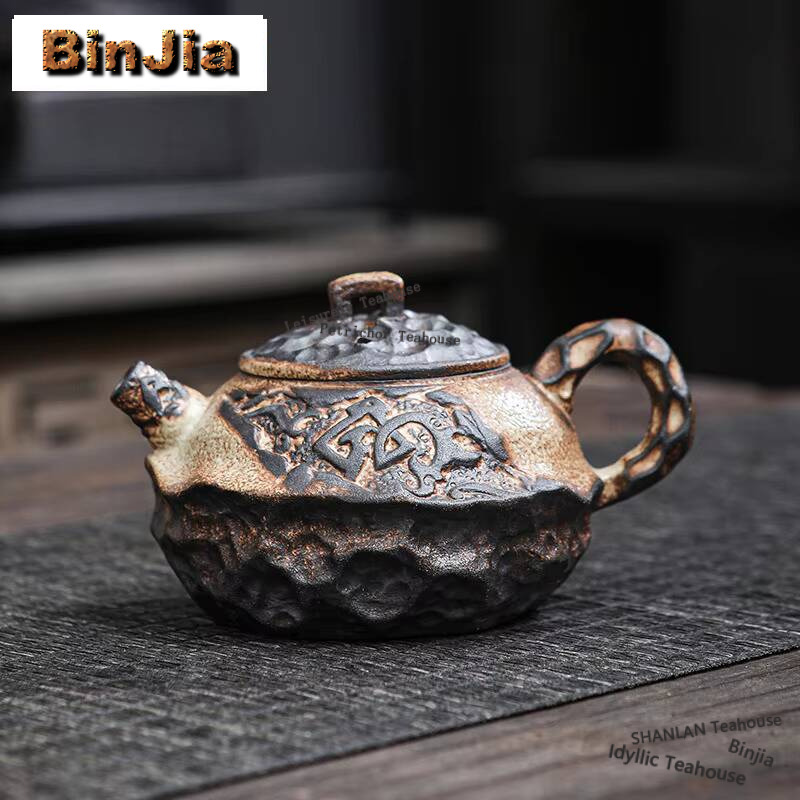 Vintage Collectible Pottery - إبريق شاي صخري ياباني قديم ،