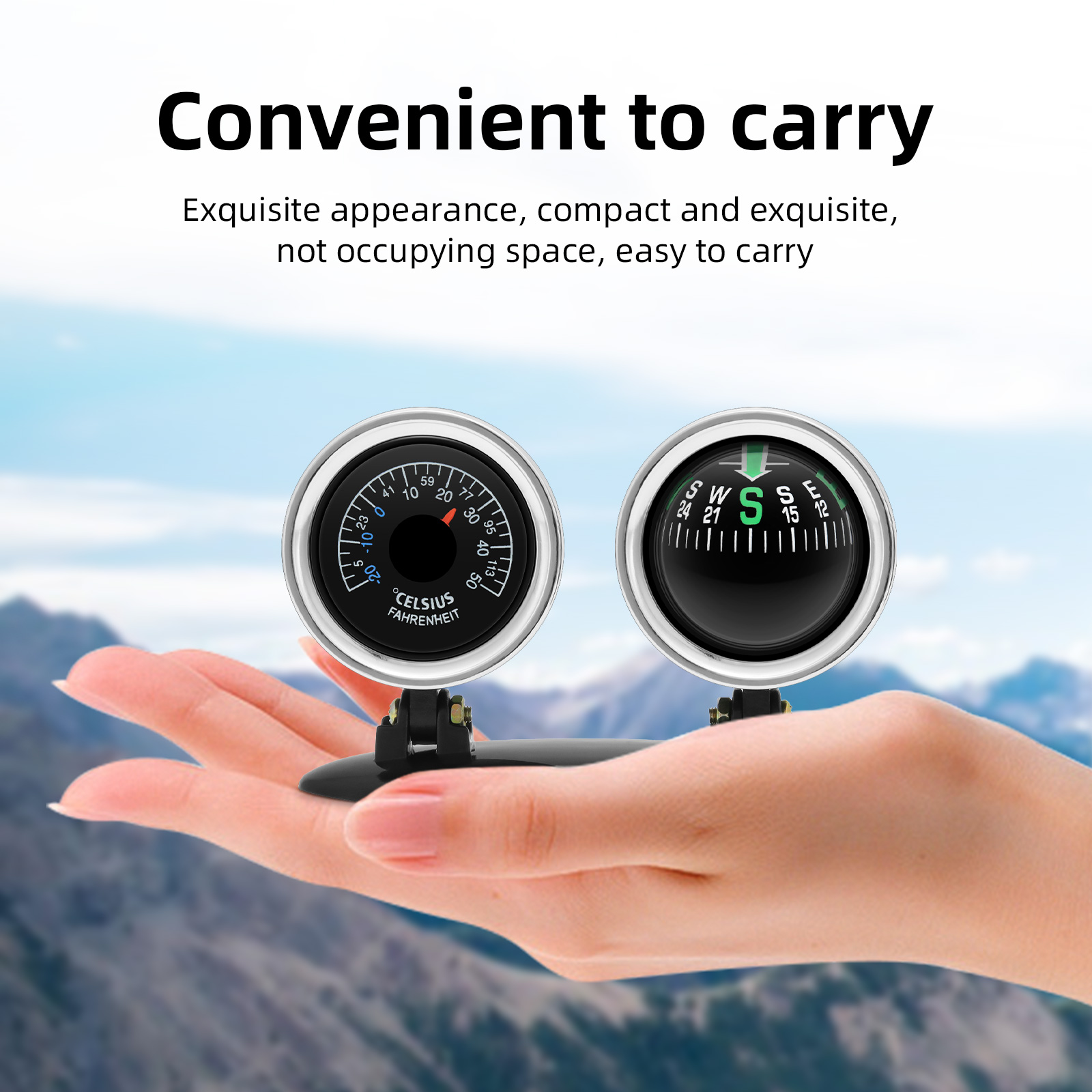 Analog Meter Gauge - زينة للسيارة: بوصلة ومقياس حرارة وكرة