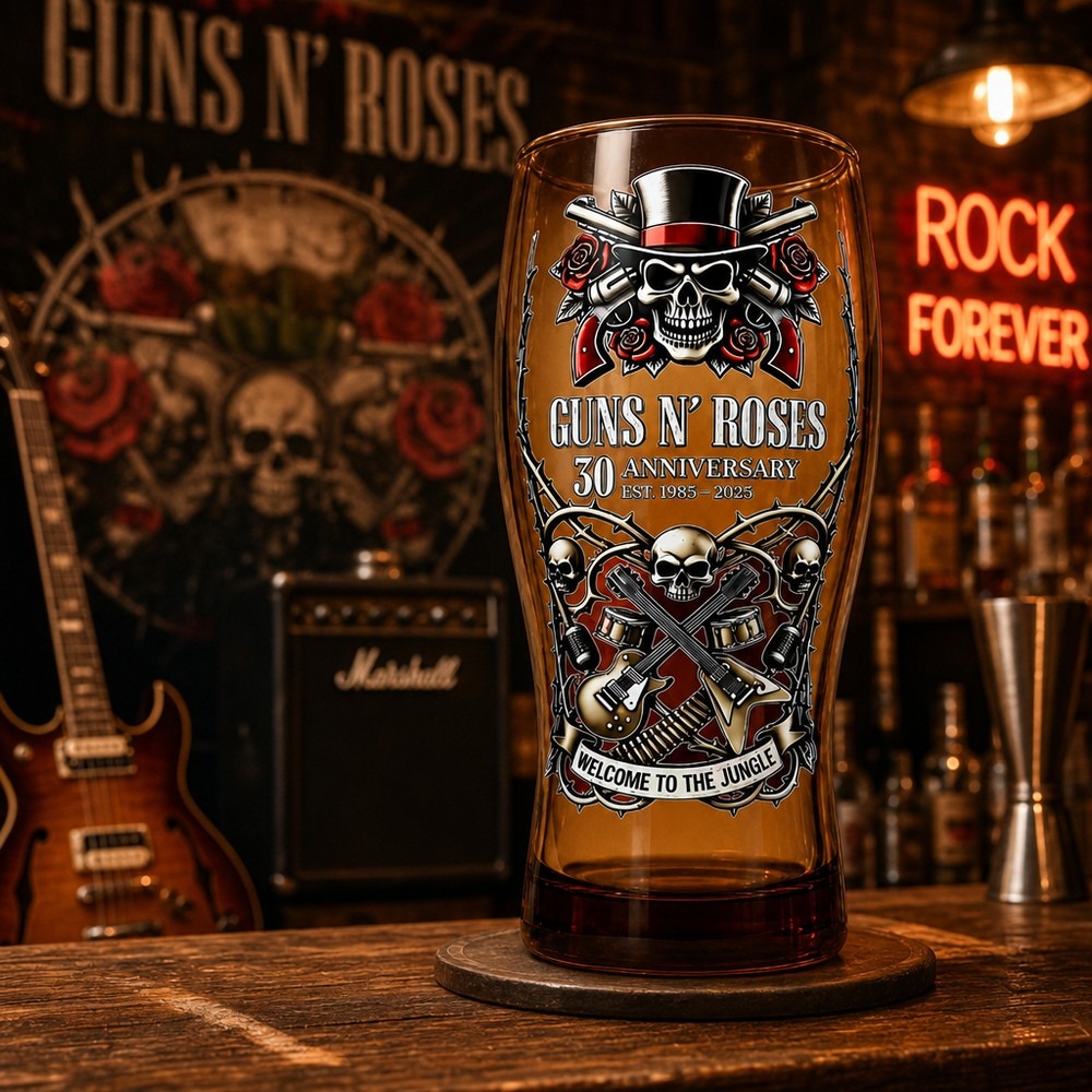 كوب بيرة تذكاري لفرقة Guns N'  - مراجعة Vintage Collectible Glass وسعره