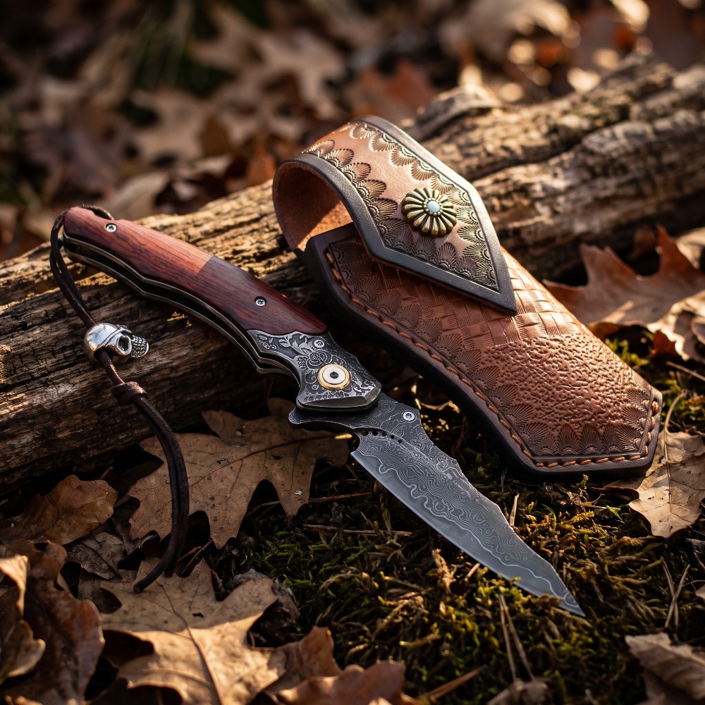 سكين قابل للطي بنقش عتيق، نصل  - مراجعة Vintage Collectible Pocket Knives وسعره