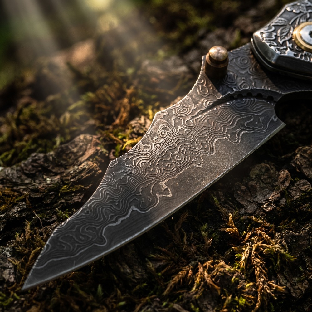 سكين قابل للطي بنقش عتيق، نصل  - مراجعة Vintage Collectible Pocket Knives وسعره