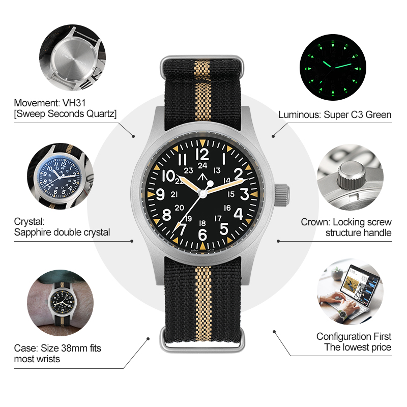 Militado ML05 ساعة كلاسيكية VH - مراجعة Vintage Watch Crystal وسعره