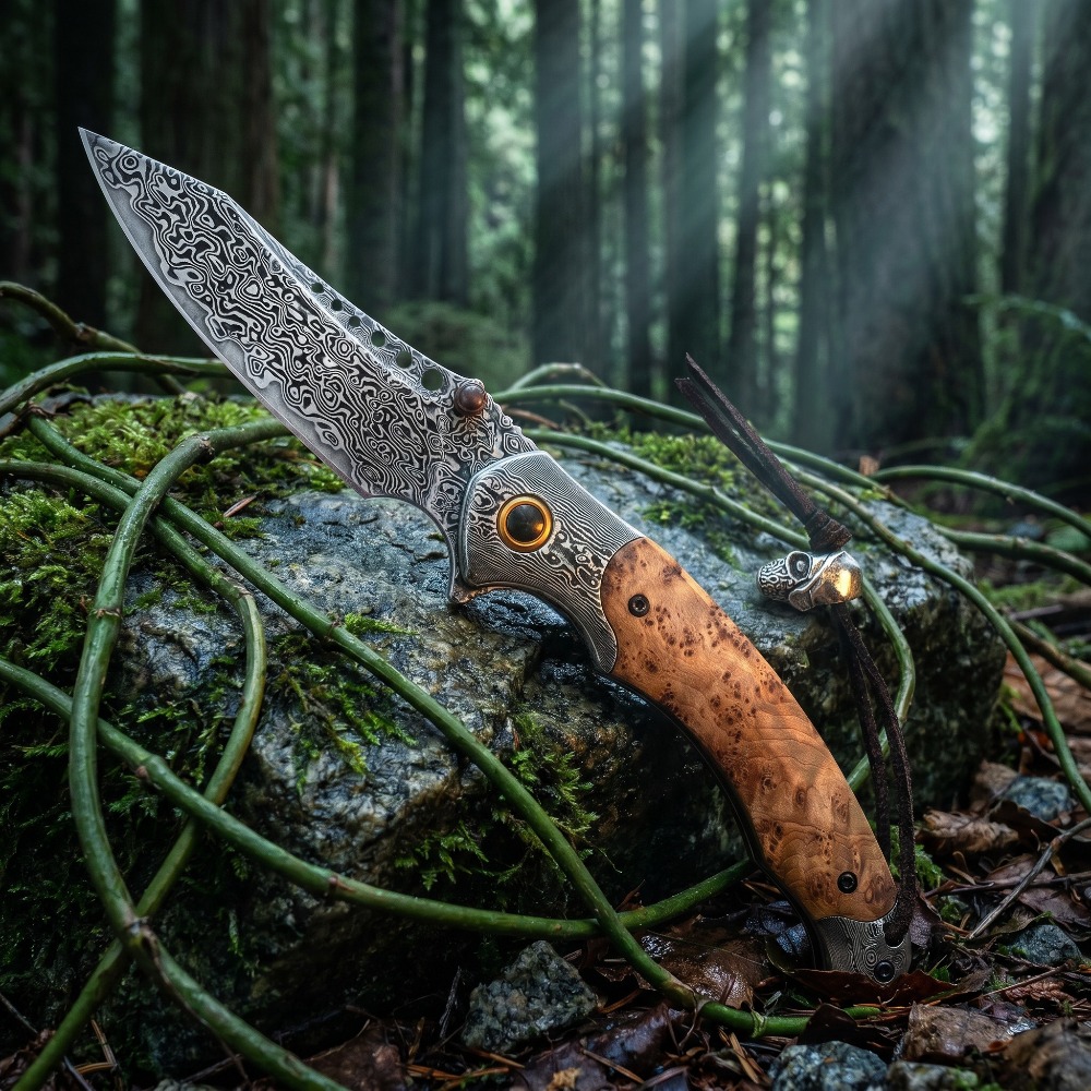 سكين جيب قابل للطي بنمط دمشقي  - مراجعة Vintage Collectible Pocket Knives وسعره